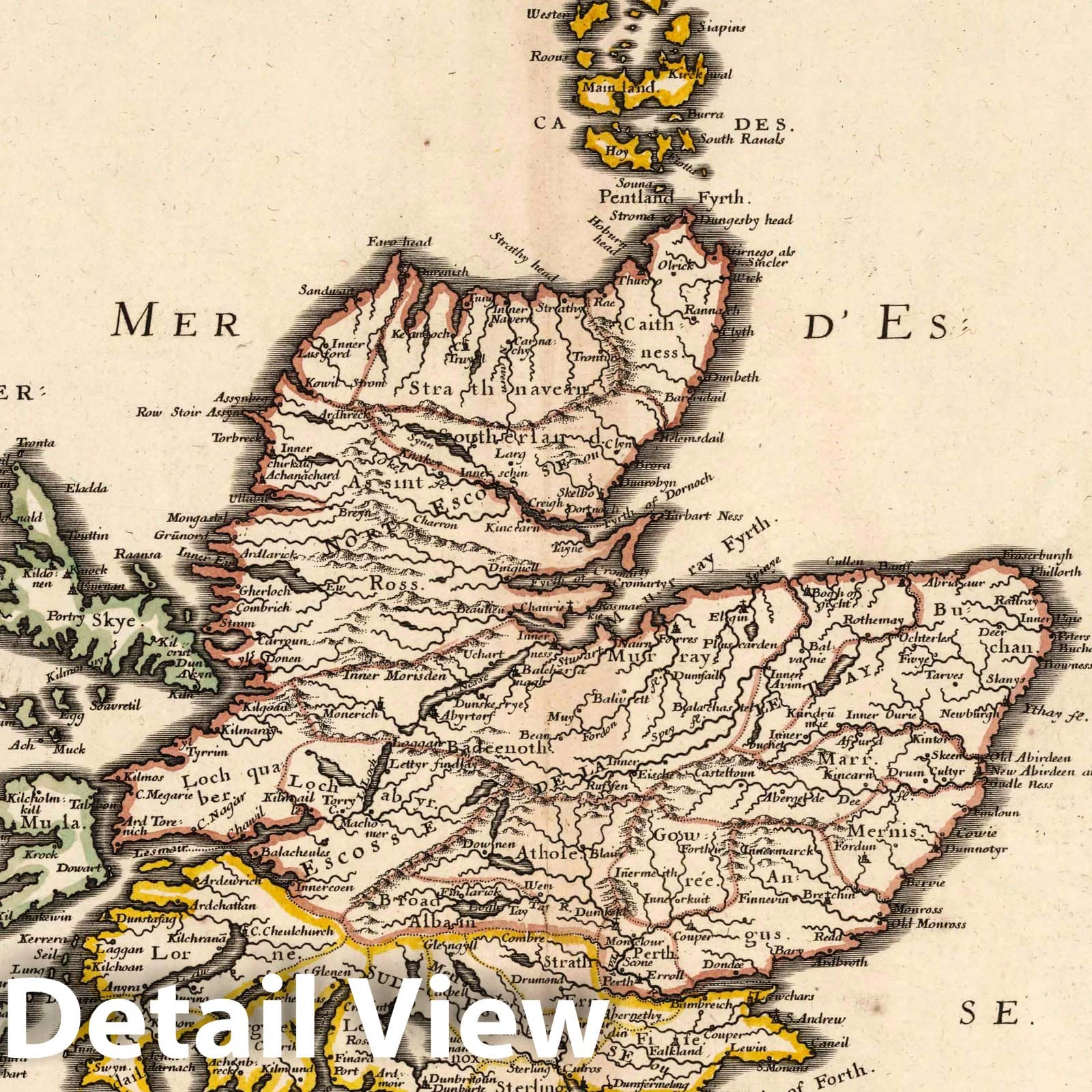 Scotland, 1665 - Historical Map Print from Sanson's Atlas
