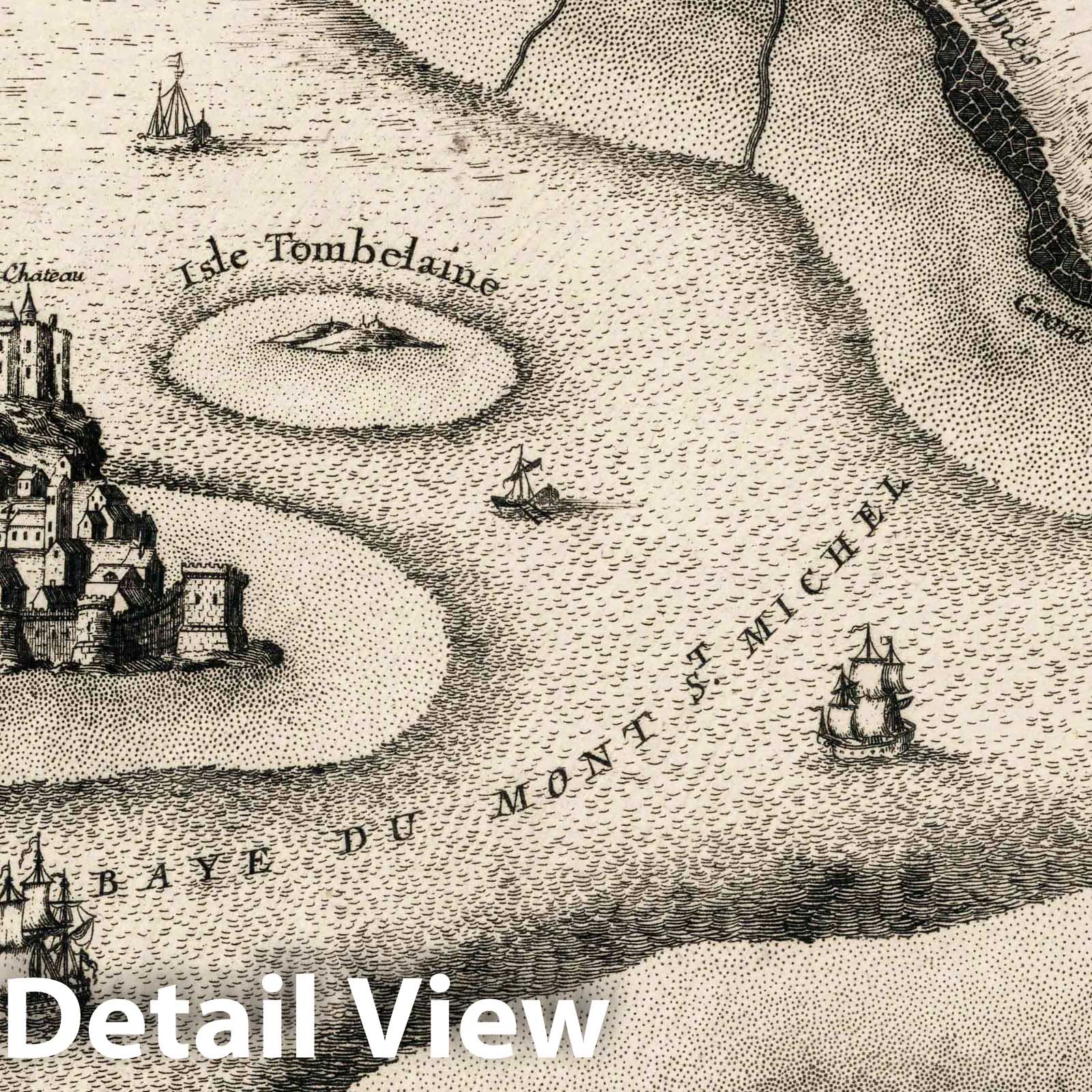 Mont St. Michel, 1705 - Historical Map Print by Nicolas de Fer