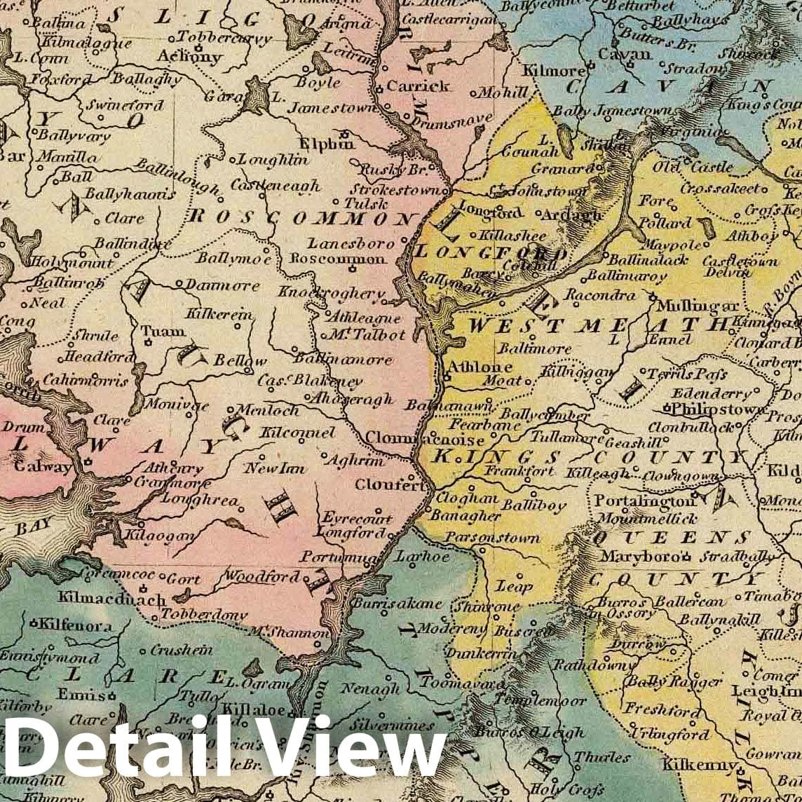 Ireland - River Map, 1823 - Historical Map Print