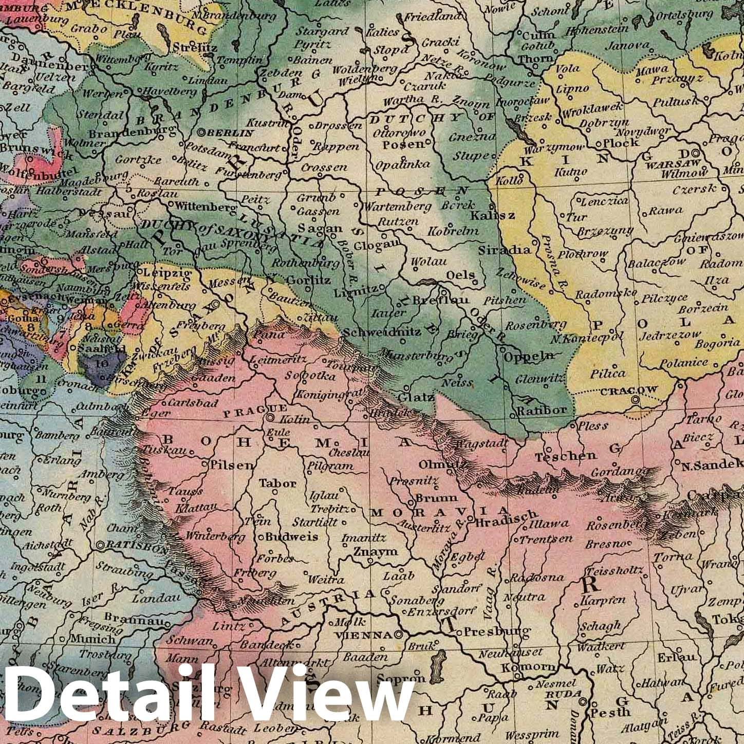 Germany - River Map, 1823 - Historical Map Print
