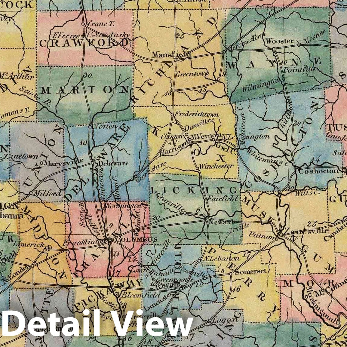 Ohio - River Map, 1823 - Historical Map Print