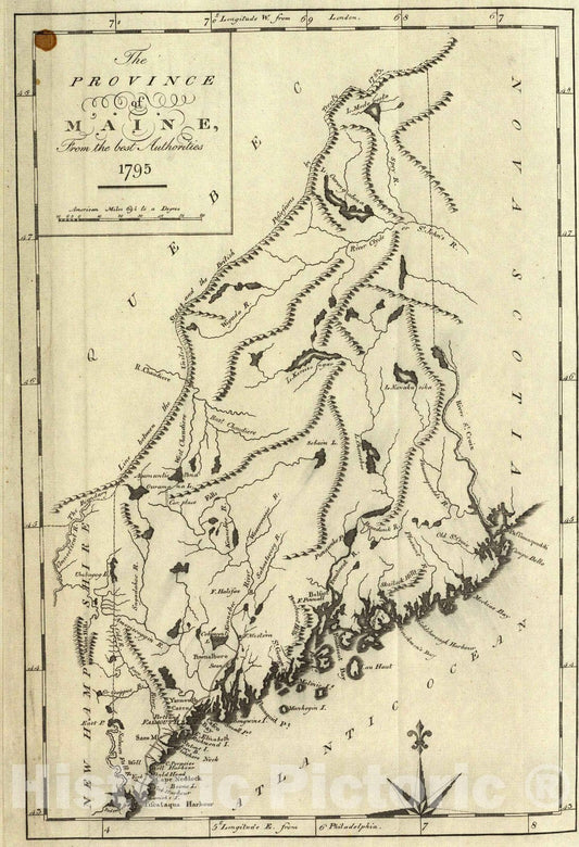 Historic Map : National Atlas - 1796 Province of Maine. - Vintage Wall Art