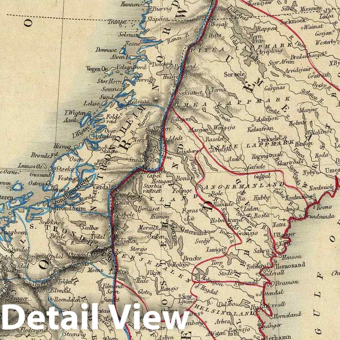 Sweden and Norway, 1851 - Historical Map Print