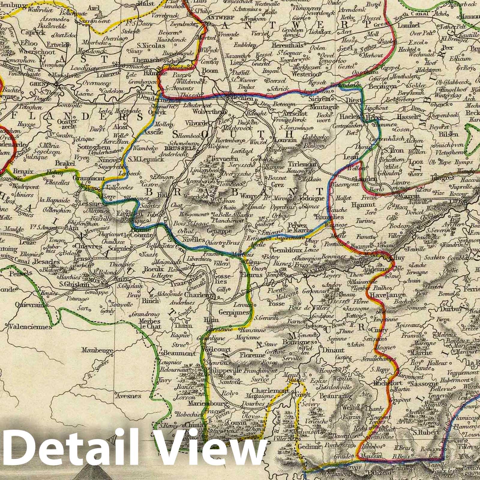 Historic Map : 1851 Belgium. - Vintage Wall Art