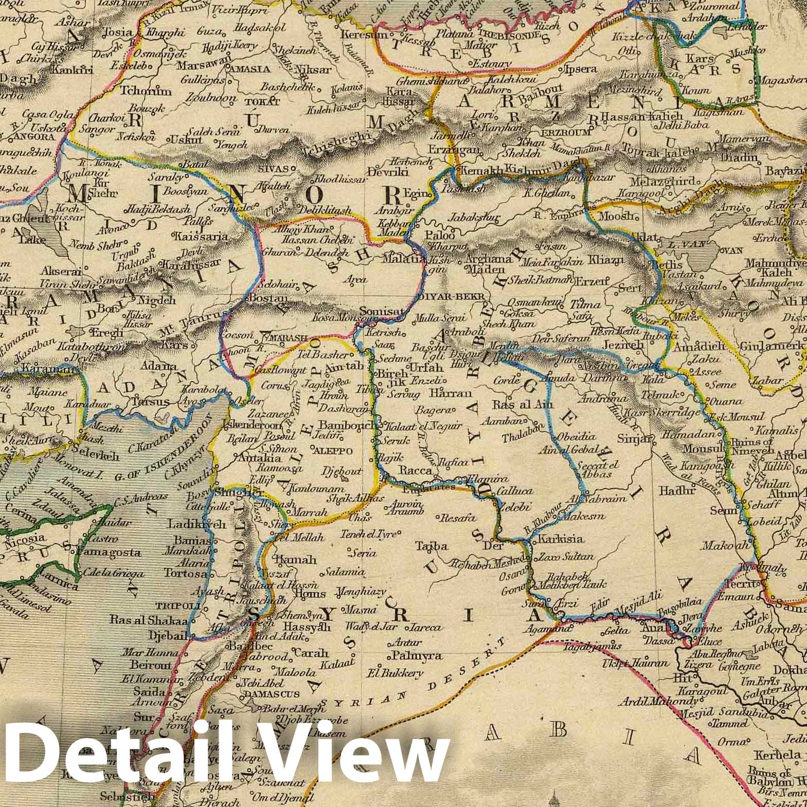 Turkey in Asia, 1851 - Hand-Colored Historical Map Print