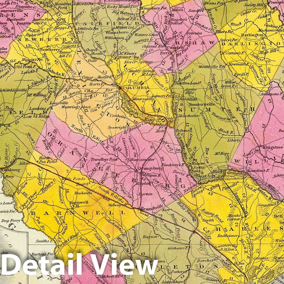 South Carolina with Charleston - Road Map, 1846