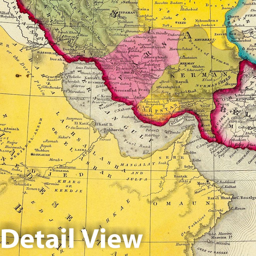 Persia, Arabia, Afghanistan, and Pakistan 1846 Historical Map Print