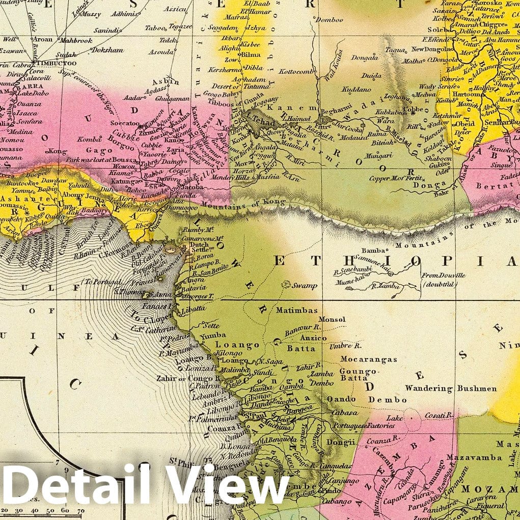 Africa, 1846 - Mitchell's Universal Atlas Historical Map Print