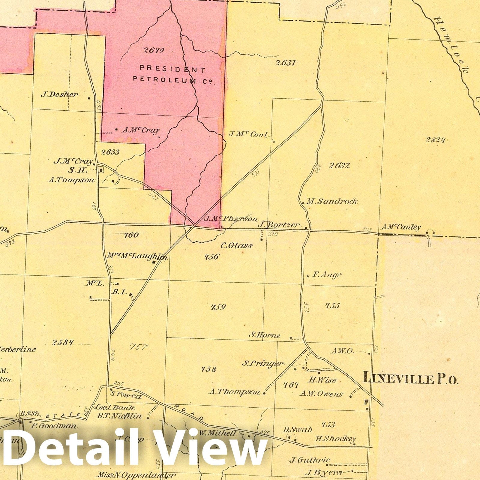 Pine Grove Township, Venango County, Pennsylvania 1865 Historical Map Print