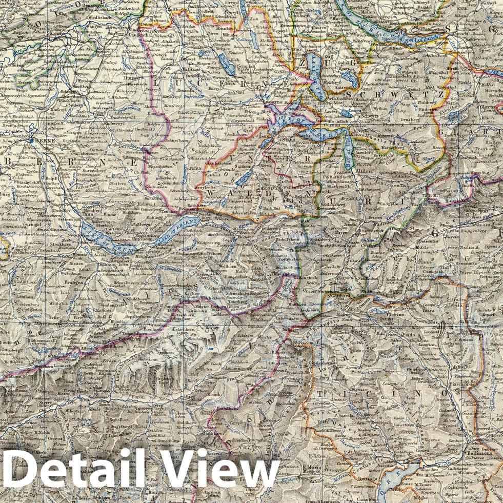 Switzerland, Savoy, Piedmont - Boundary Map, 1861 - Historical Map Print