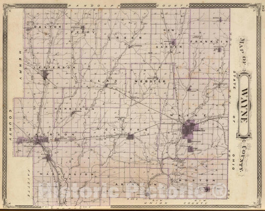 Historic Map : 1876 Map of Wayne County. v1 - Vintage Wall Art