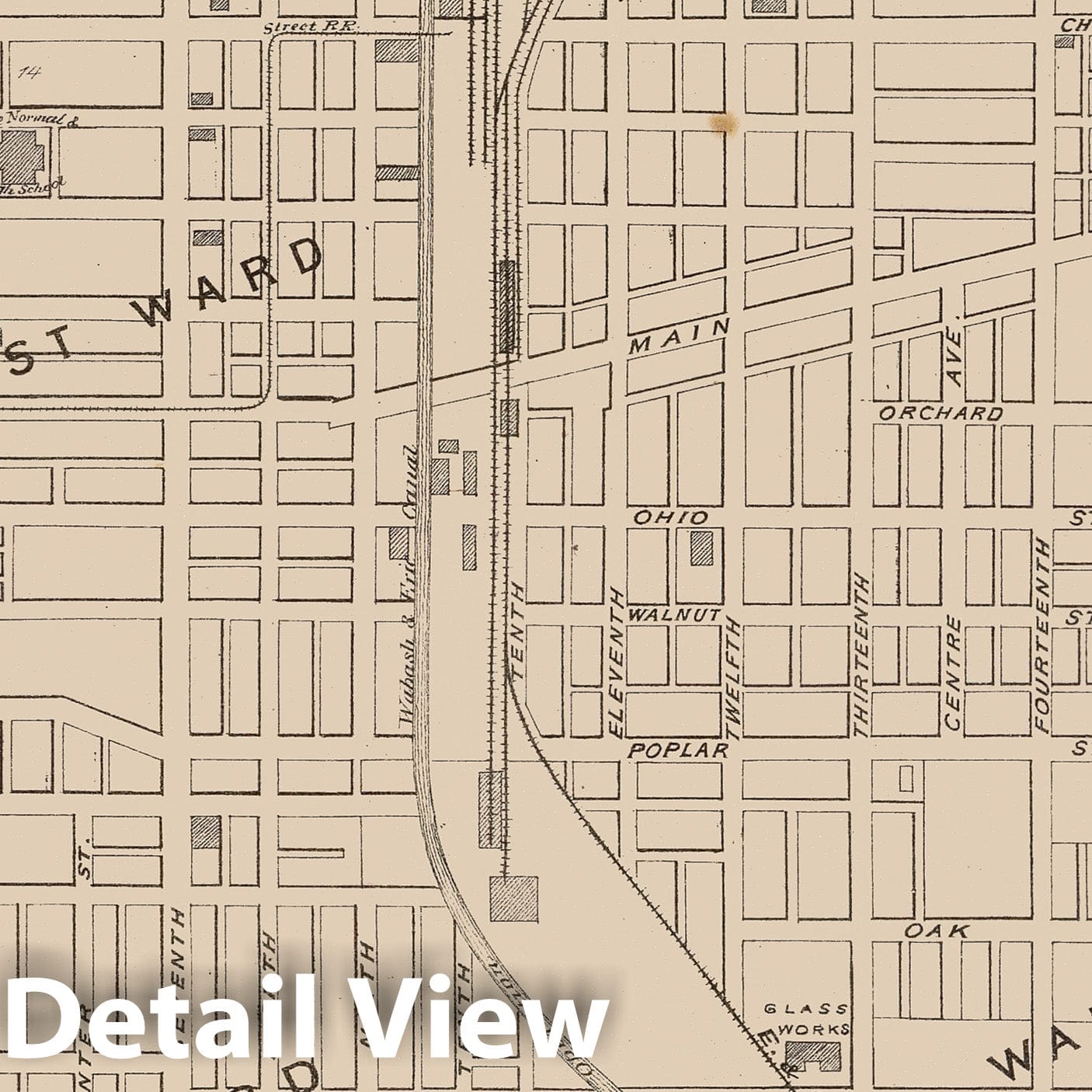 Terre Haute, Vigo County, Indiana 1876 Historical Map Print