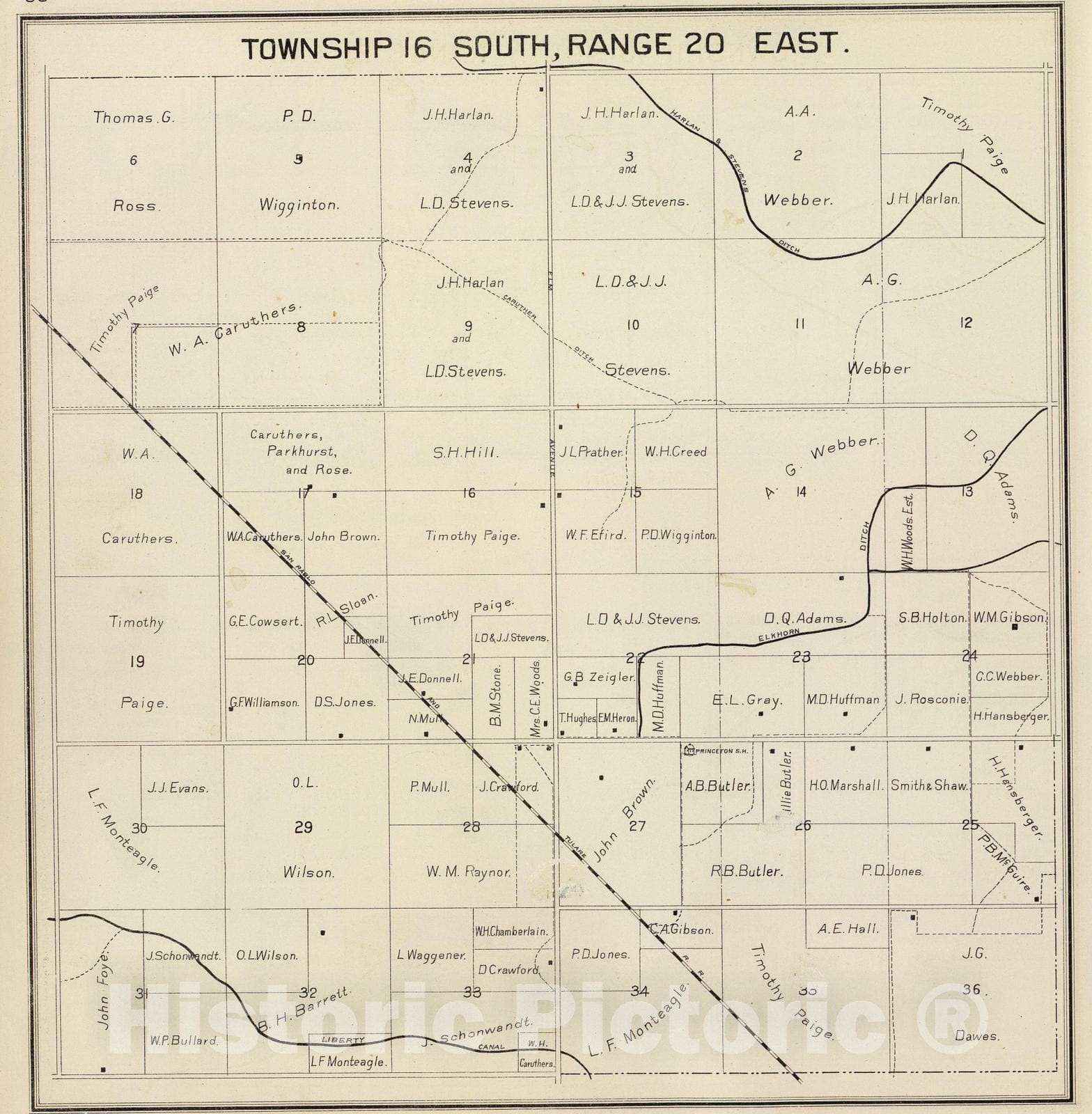 Historic Map : 1891 R.20E T.16S. - Vintage Wall Art