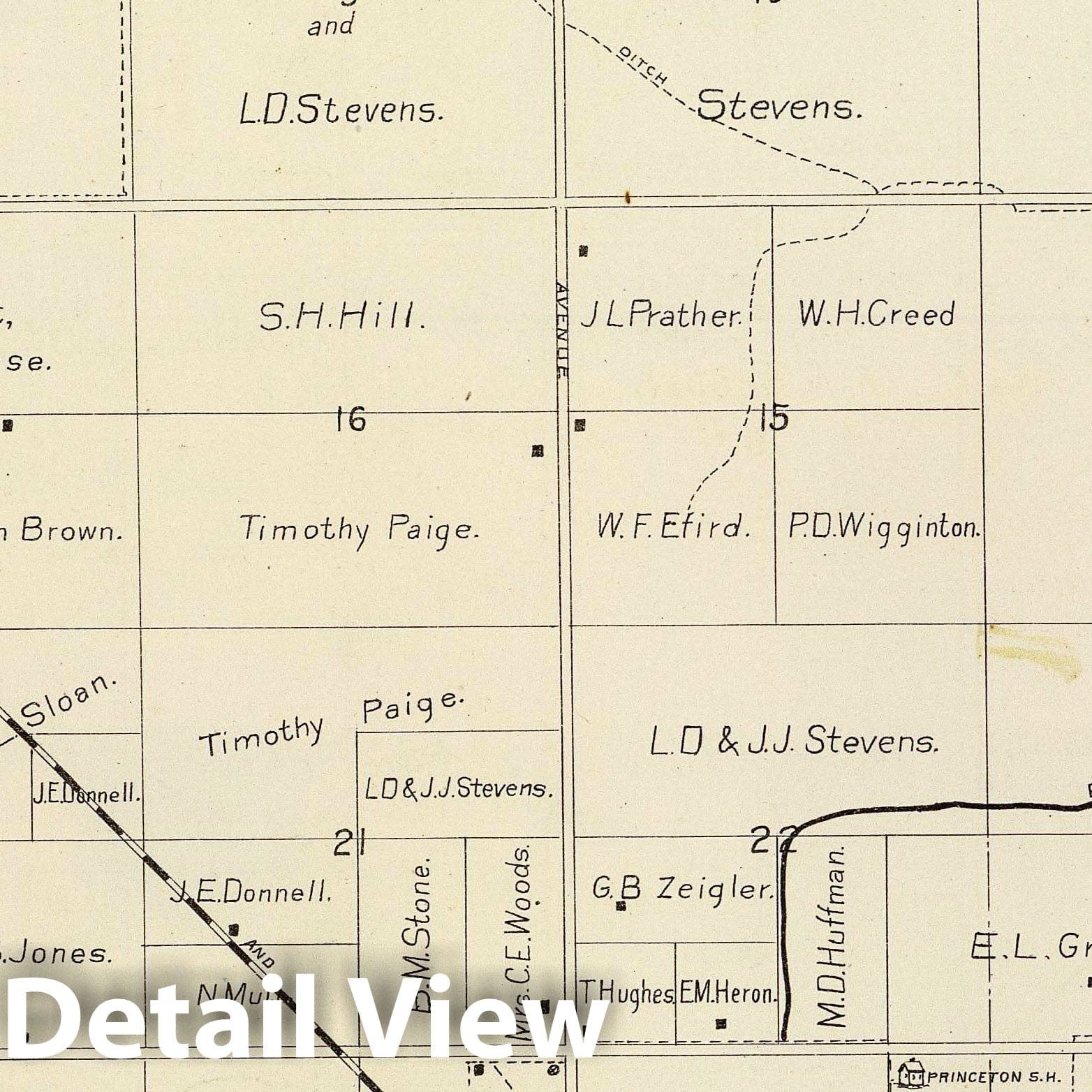 Fresno County, California - Township 16S, Range 20E, 1891 Historical Map Print