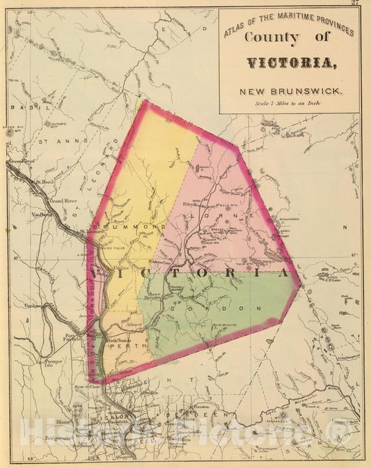 Victoria County, New Brunswick - Railroad Map, 1878