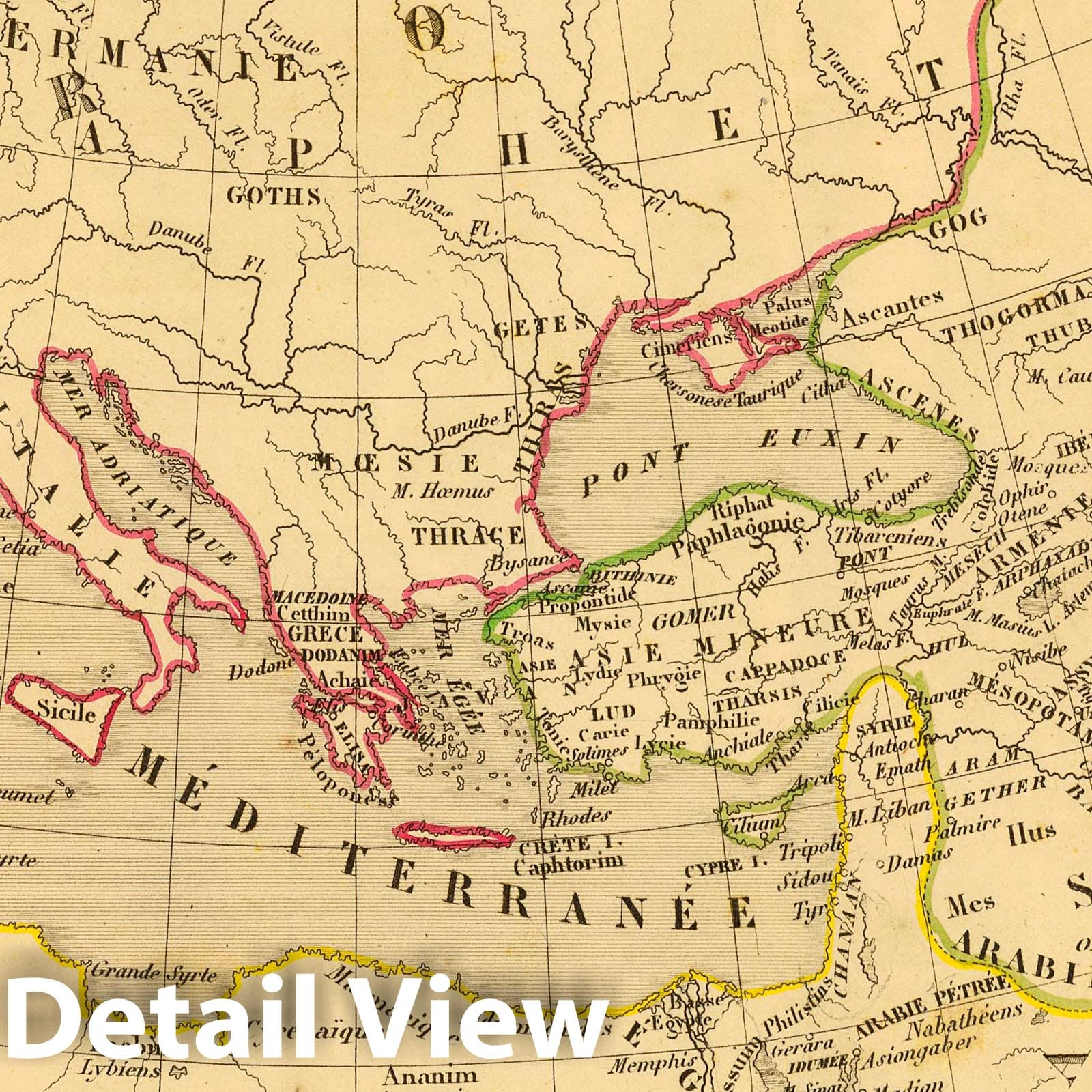 Division of the World Among the Three Sons of Noah, 1844 - Historical Map Print