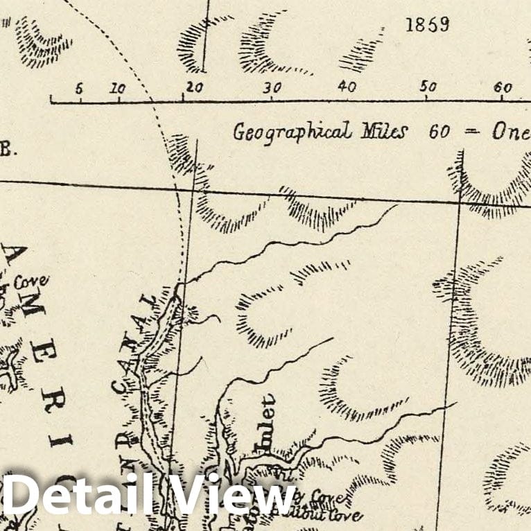 British Columbia and Vancouver Island - Boundary Map, 1859 - Historical Map Print