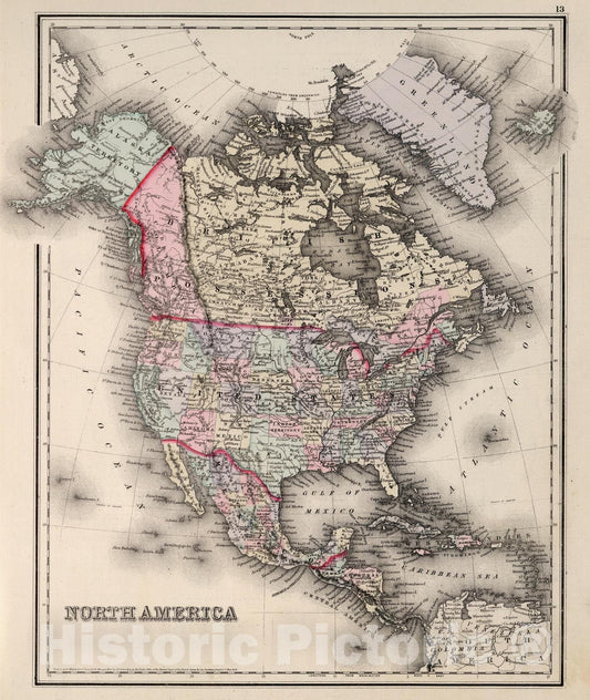 Historic Wall Map : National Atlas - 1855 North America. - Vintage Wall Art