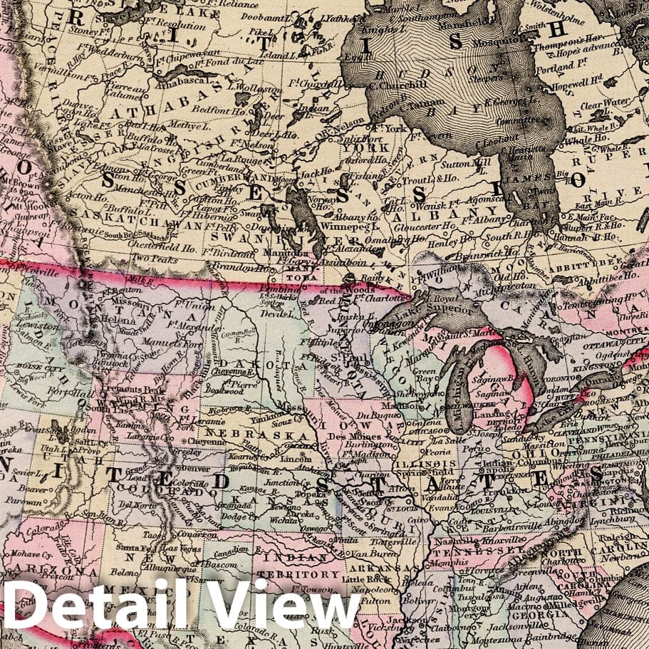 North America - Railroad Map, 1855 - Historical Map Print