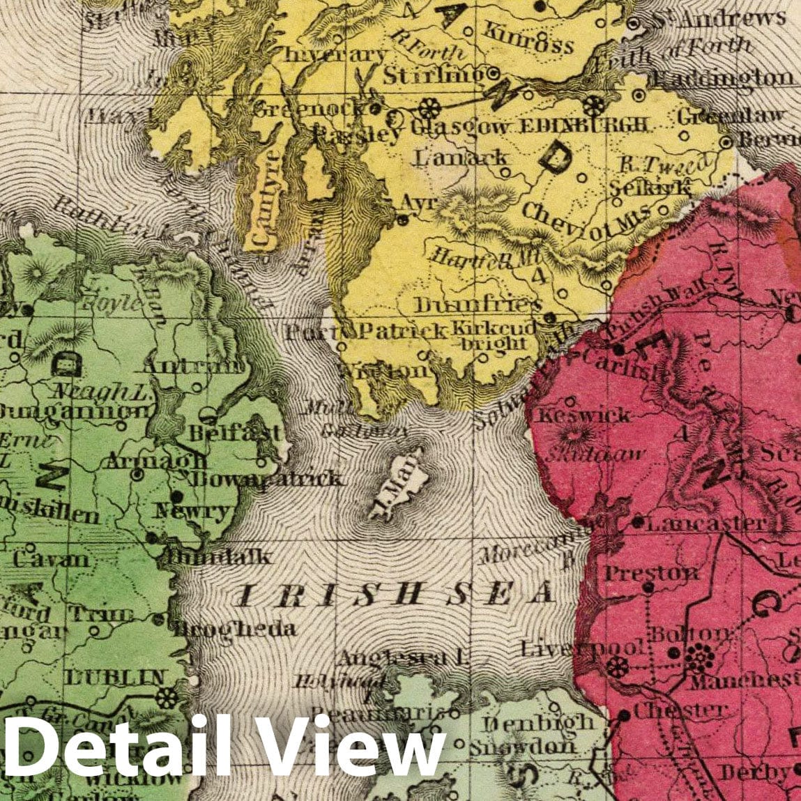 Great Britain and Ireland - Political Map, 1849 - Historical Map Print