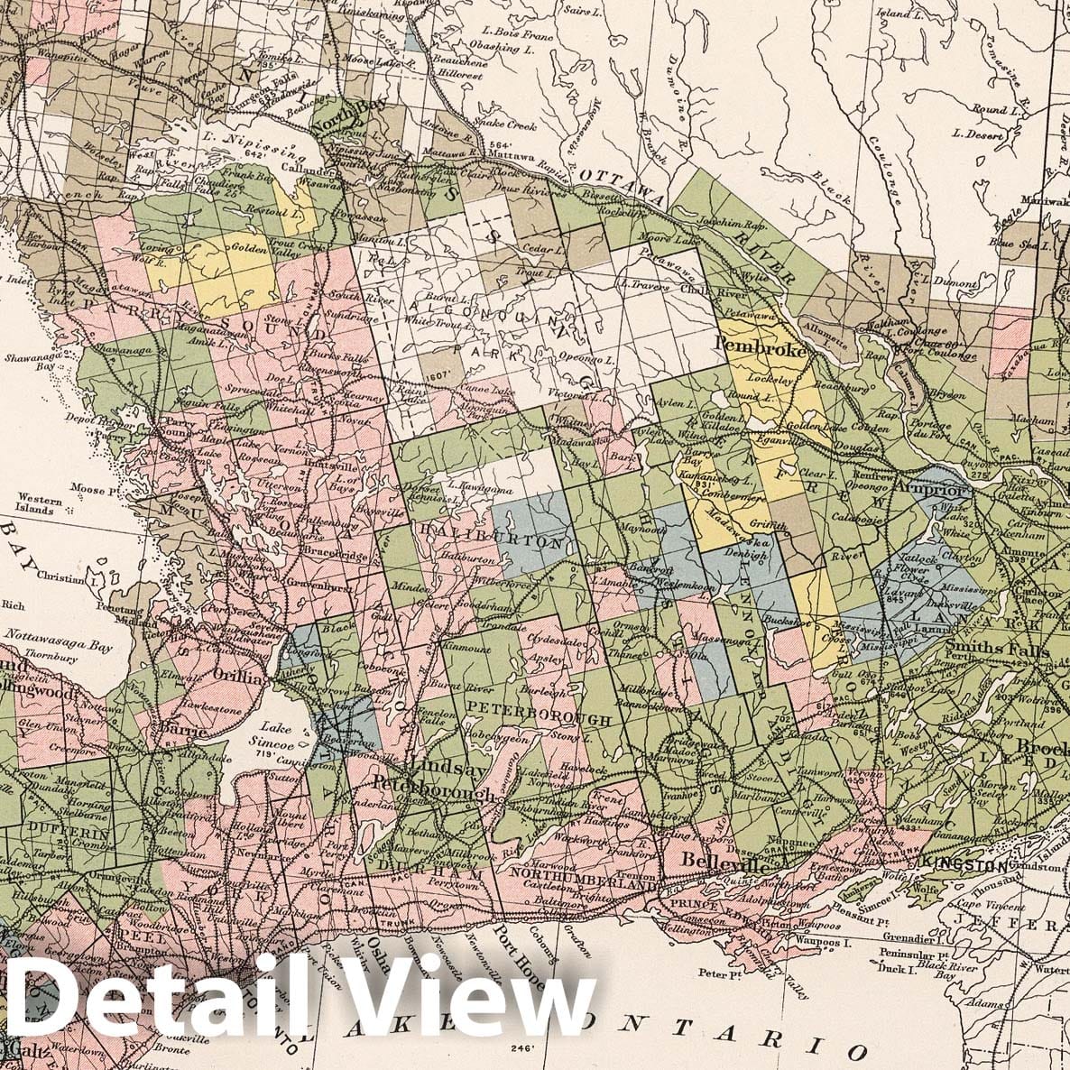 Ontario and Quebec - Population Map, 1915 - Historical Map Print