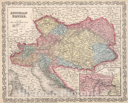 Historic Wall Map : 1857 Austrian empire - Vintage Wall Art