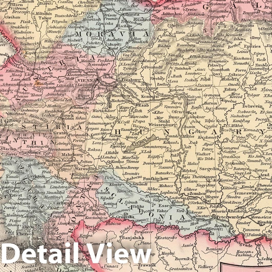 Austrian Empire - Railroad Map, 1857 - Historical Map Print