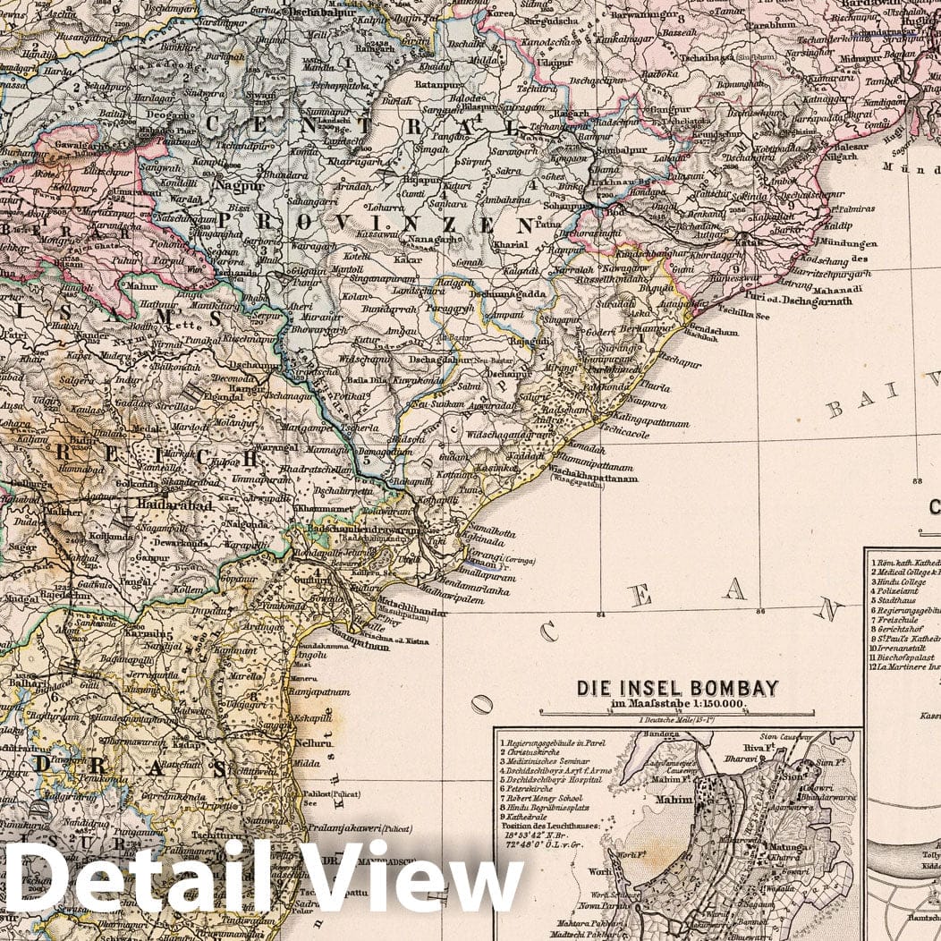 India and Inner Asia, Southern Sheet - 1879 Historical Map Print
