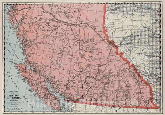 Historic Map : 1925 Province of British Columbia, Canada. - Vintage Wall Art