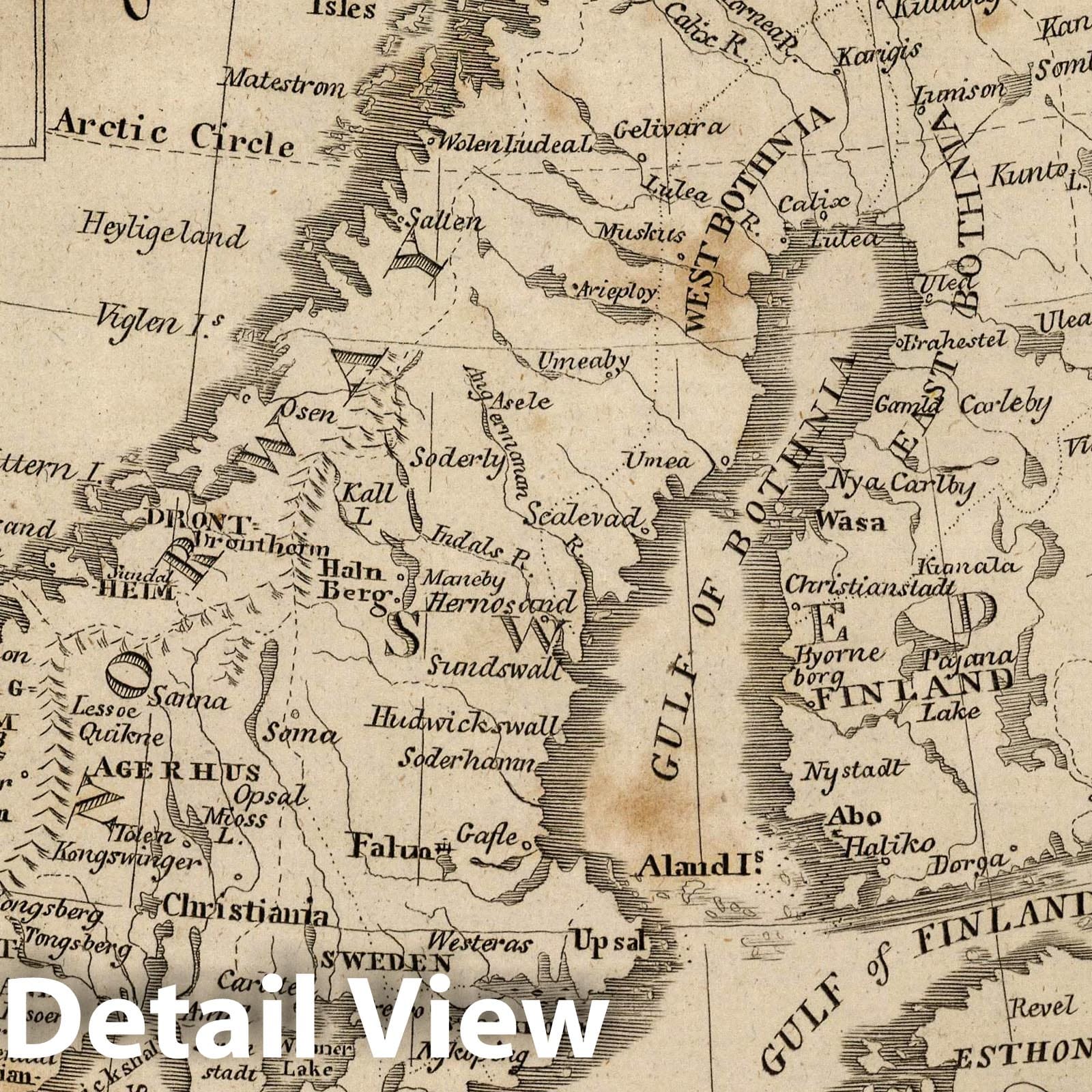 Sweden, Denmark, and Finland, 1816 - Historical Map Print