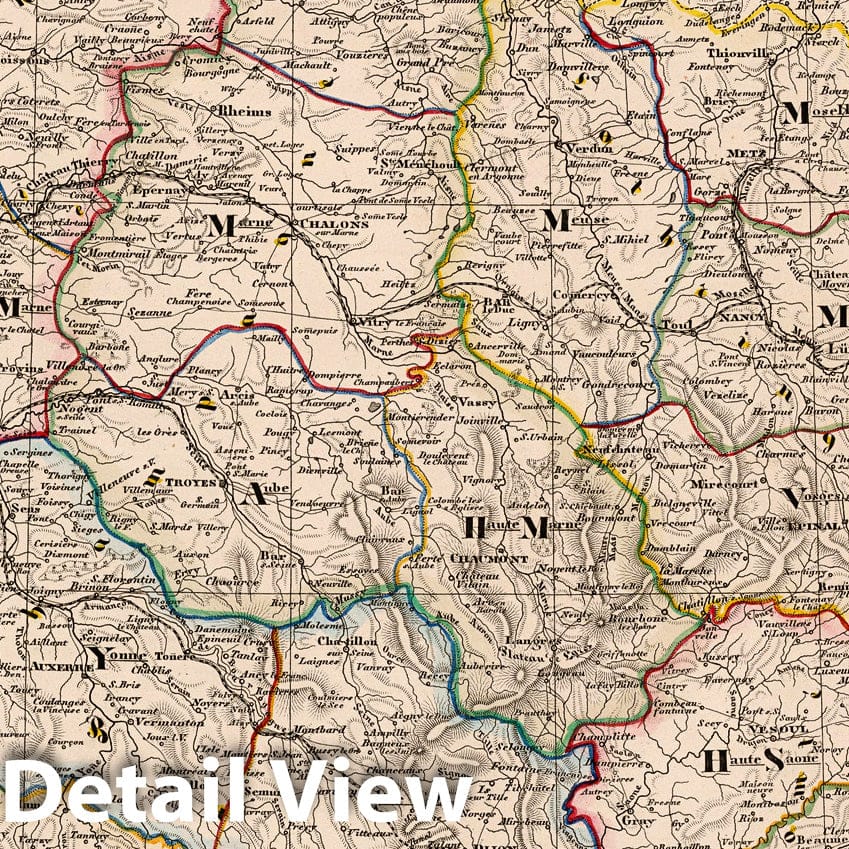 Northeastern France, 1851 - Historical Map Print from Stieler's Hand-Atlas