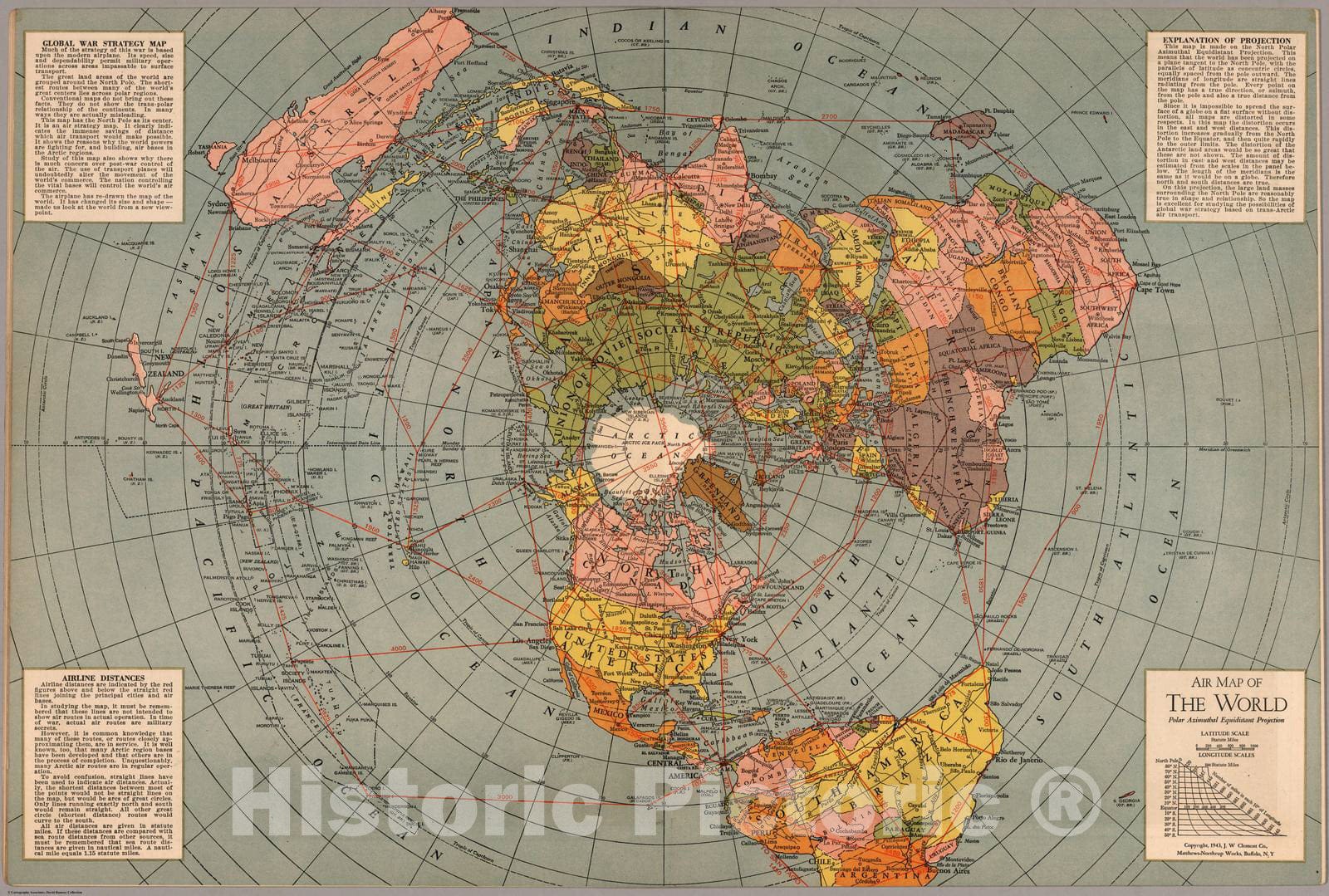 World War II: Global Strategy Map - World Airline Routes, 1943