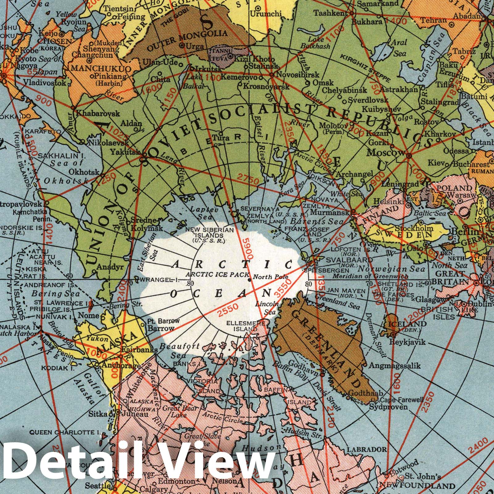 World War II: Global Strategy Map - World Airline Routes, 1943