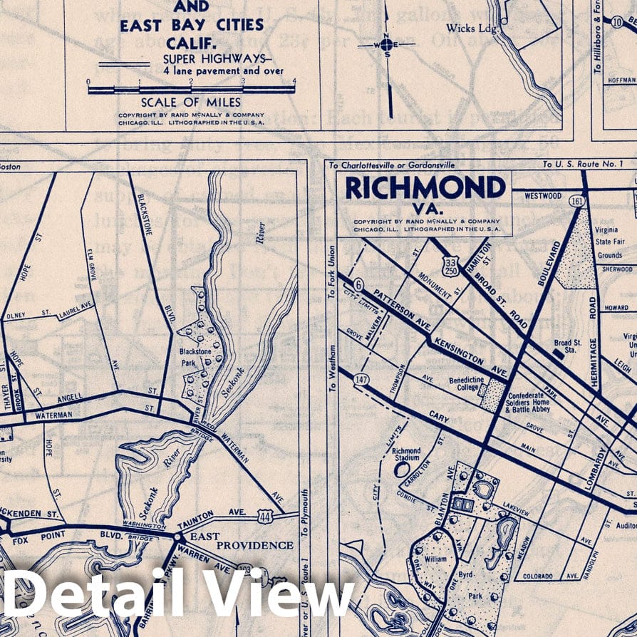 San Francisco and East Bay Cities, California - Road Map, 1940