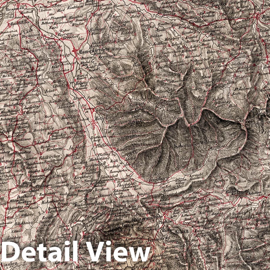 Salzburg - Road Map, 1837 - Historical Map Print