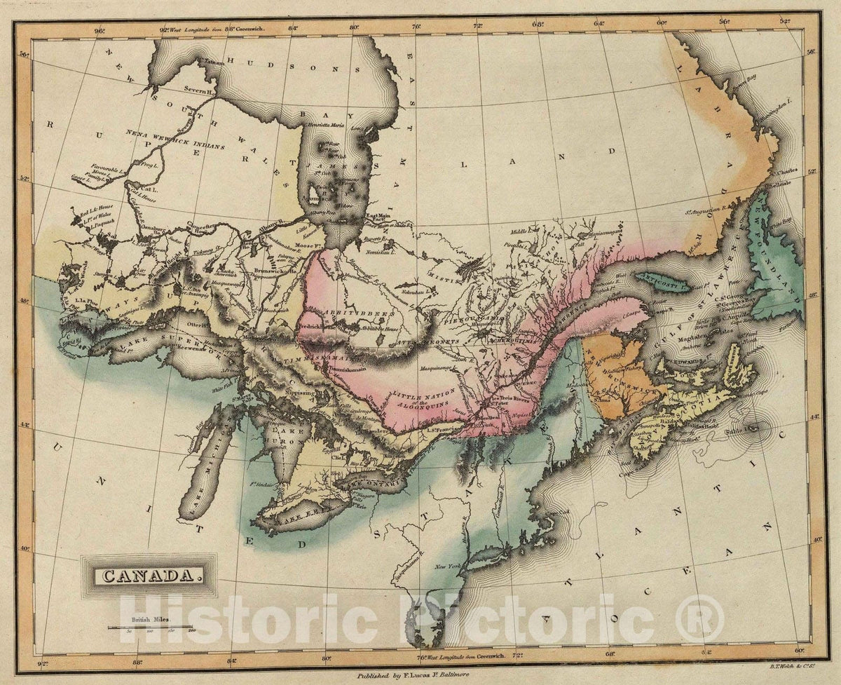 Historic Map : 1823 Canada. - Vintage Wall Art