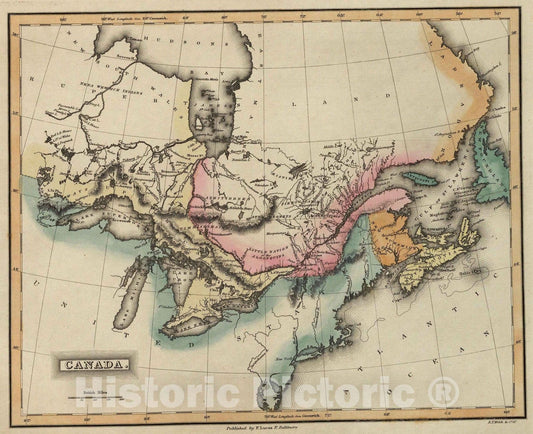 Historic Map : 1823 Canada. - Vintage Wall Art