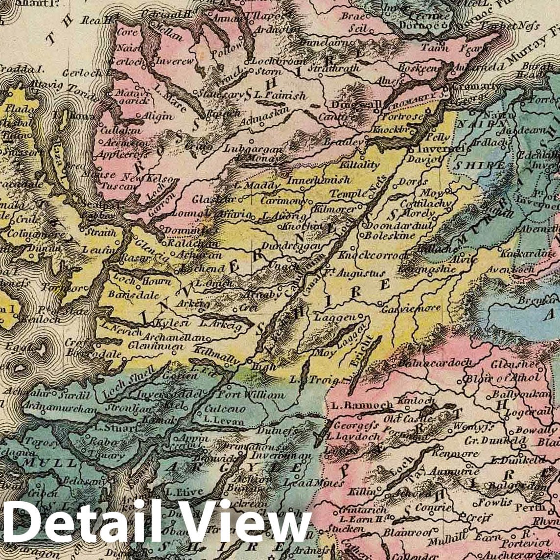 Historic Map : 1823 Scotland. - Vintage Wall Art