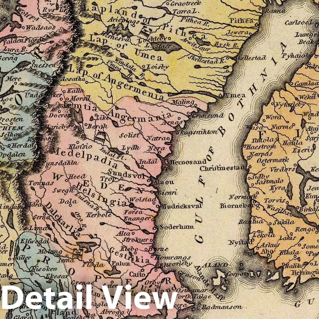 Sweden and Norway - River Map, 1823 - Hand-Colored Historical Map Print