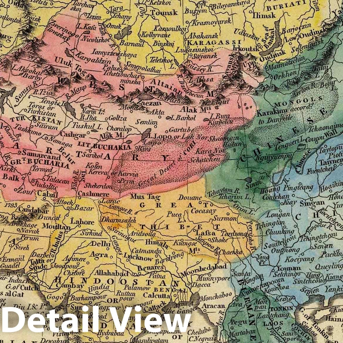 Asia - River Map, 1823 - Historical Map Print