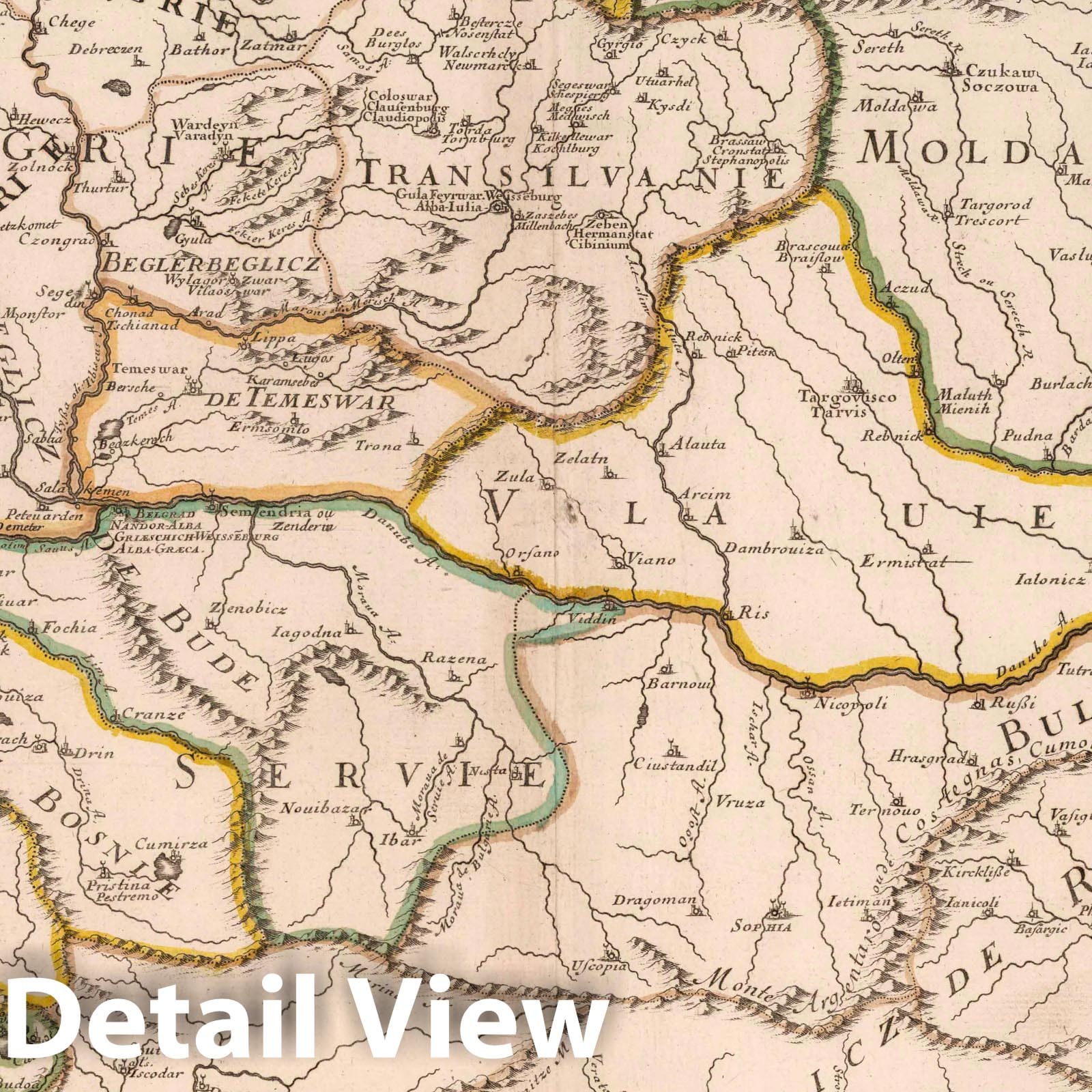 Northern Part of Turkey in Europe, 1698 - Sanson Historical Map Print