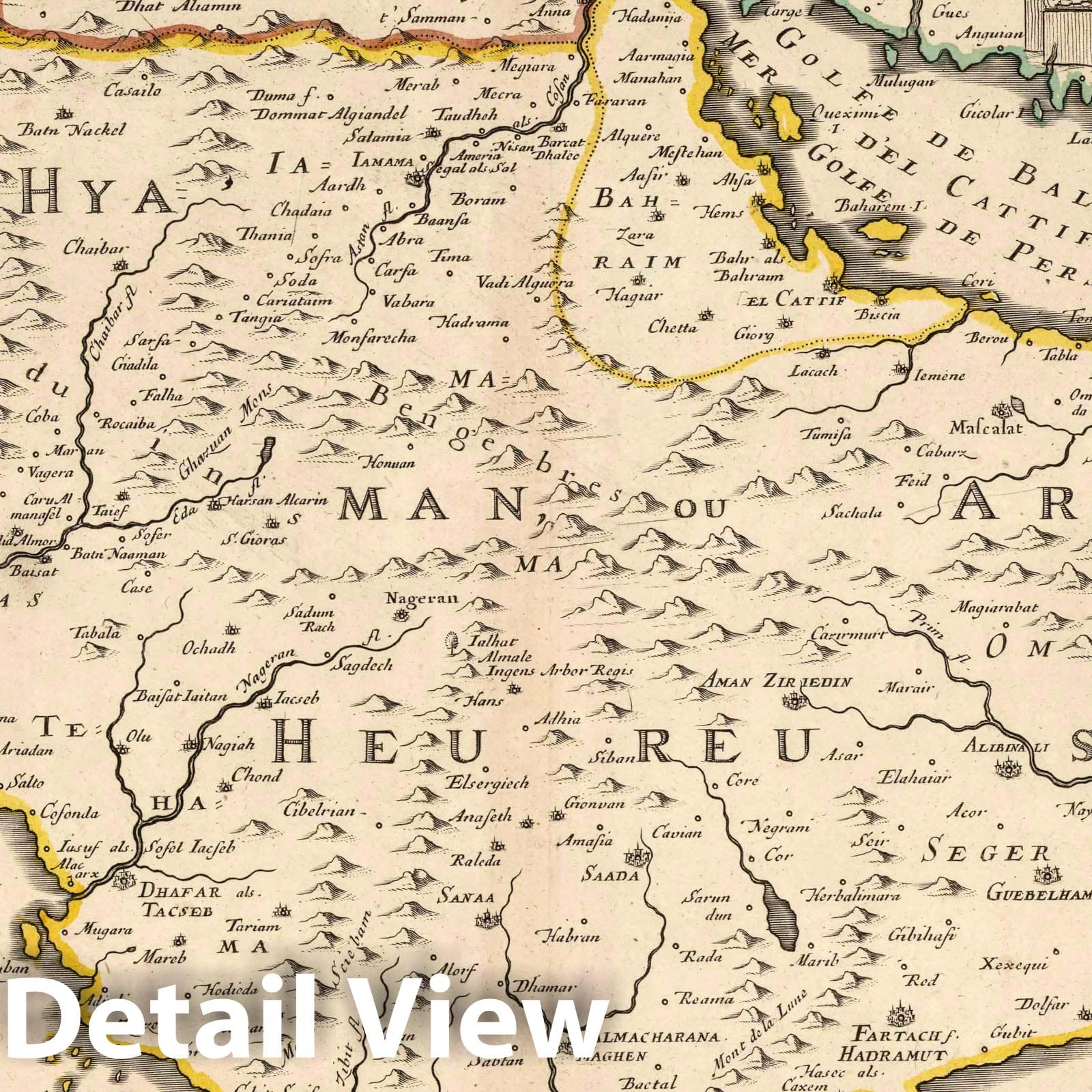 Three Arabies, 1694 - Historical Map Print - Sanson Atlas Reproduction