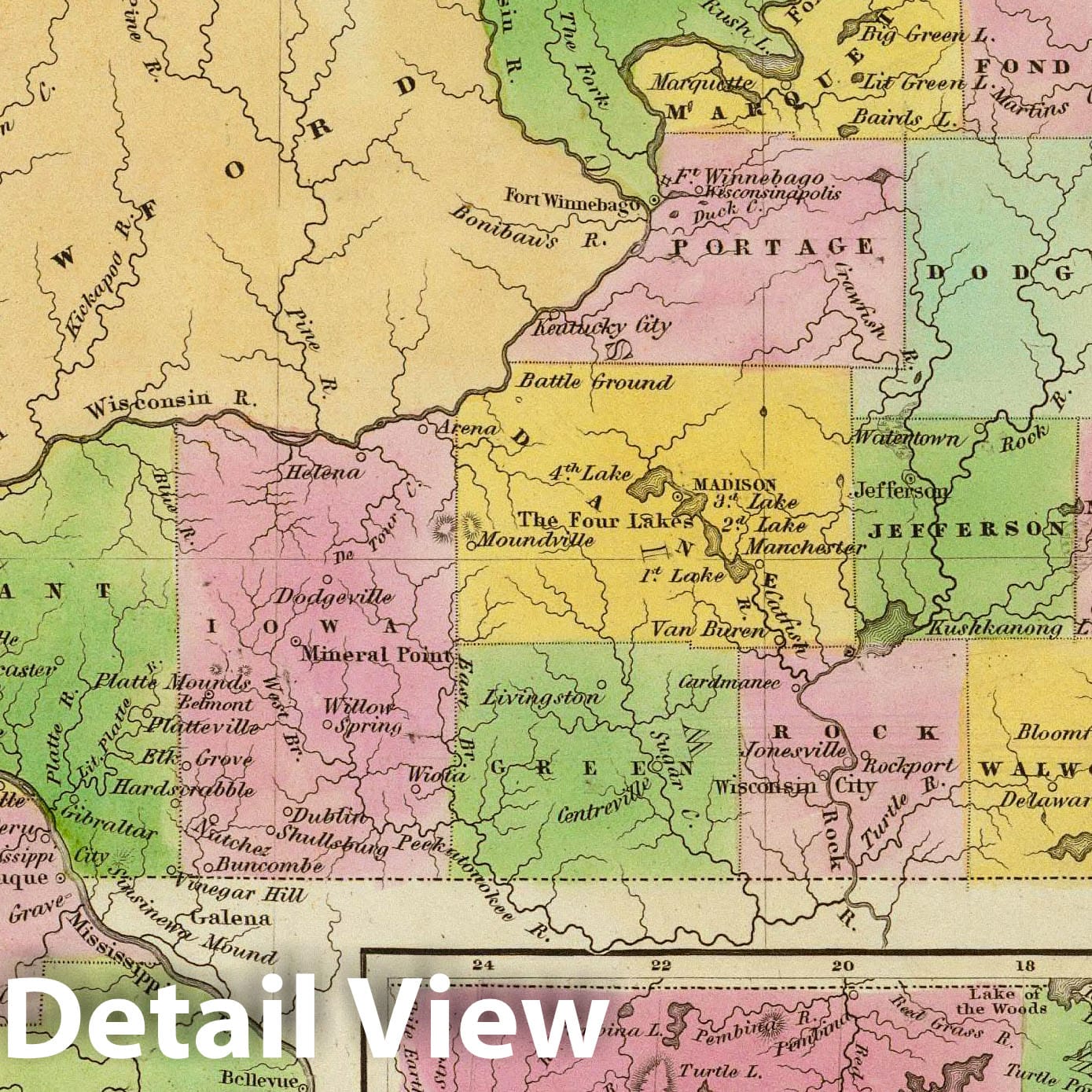 Iowa and Wisconsin, 1841 - Historical Map Print