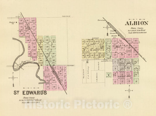 Saint Edward and Albion, Boone County, Nebraska - Railroad Map, 1885