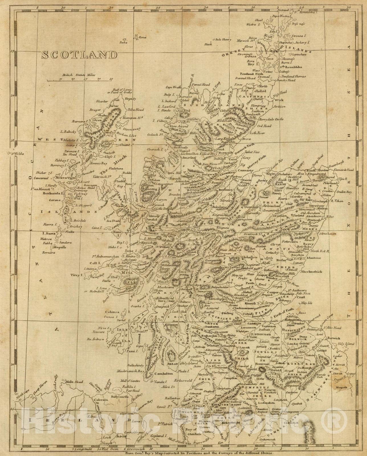 Historic Map : 1812 Scotland. - Vintage Wall Art