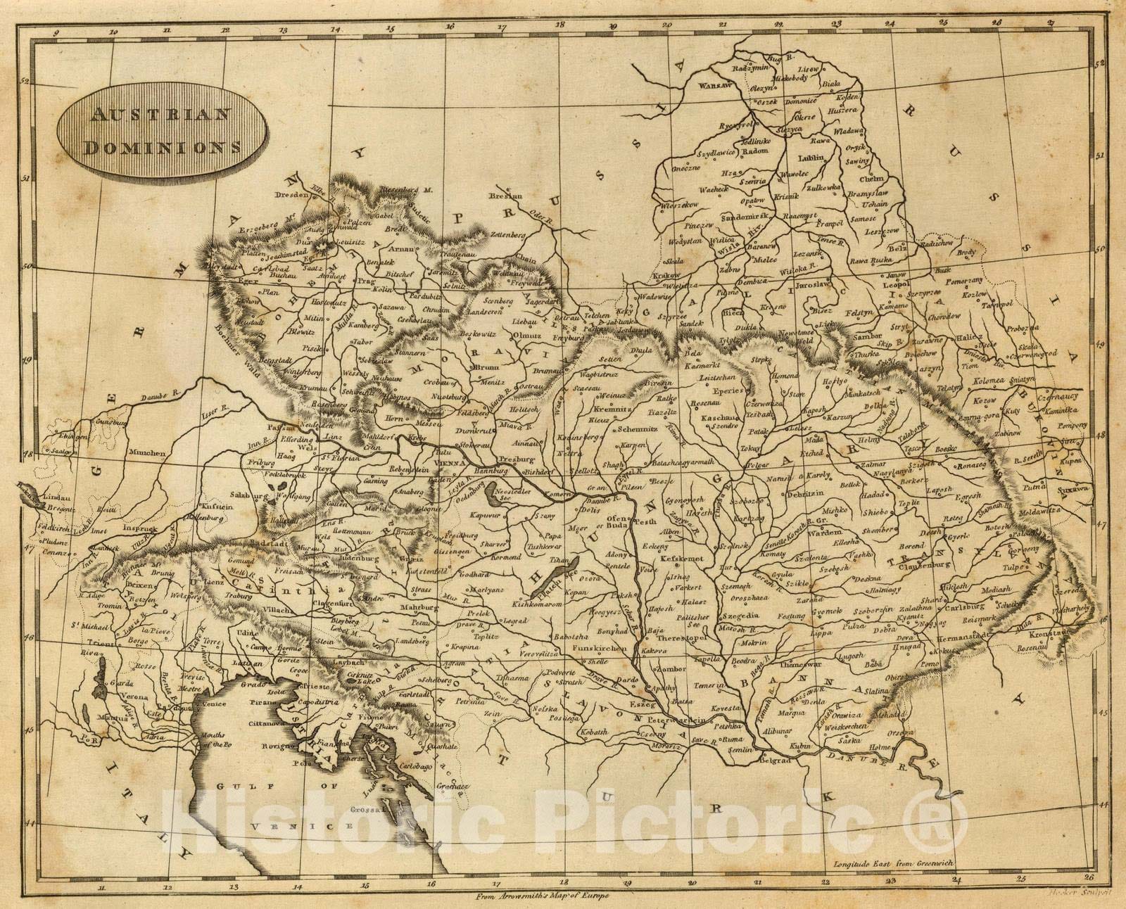 Historic Map : 1812 Austrian Dominions. - Vintage Wall Art
