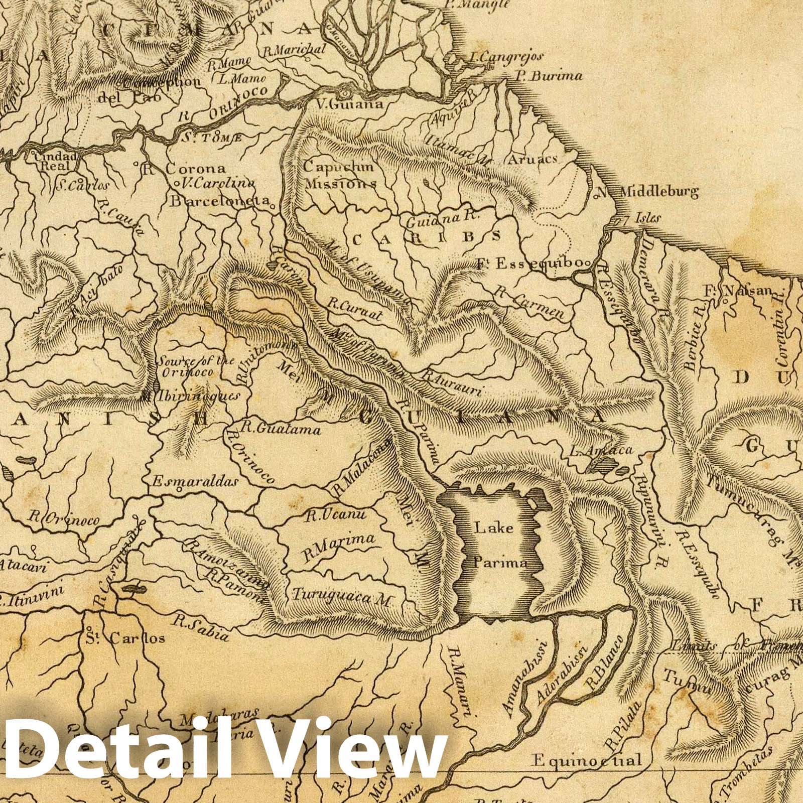Caracas and Guiana - River Map, 1812 - Historical Map Print