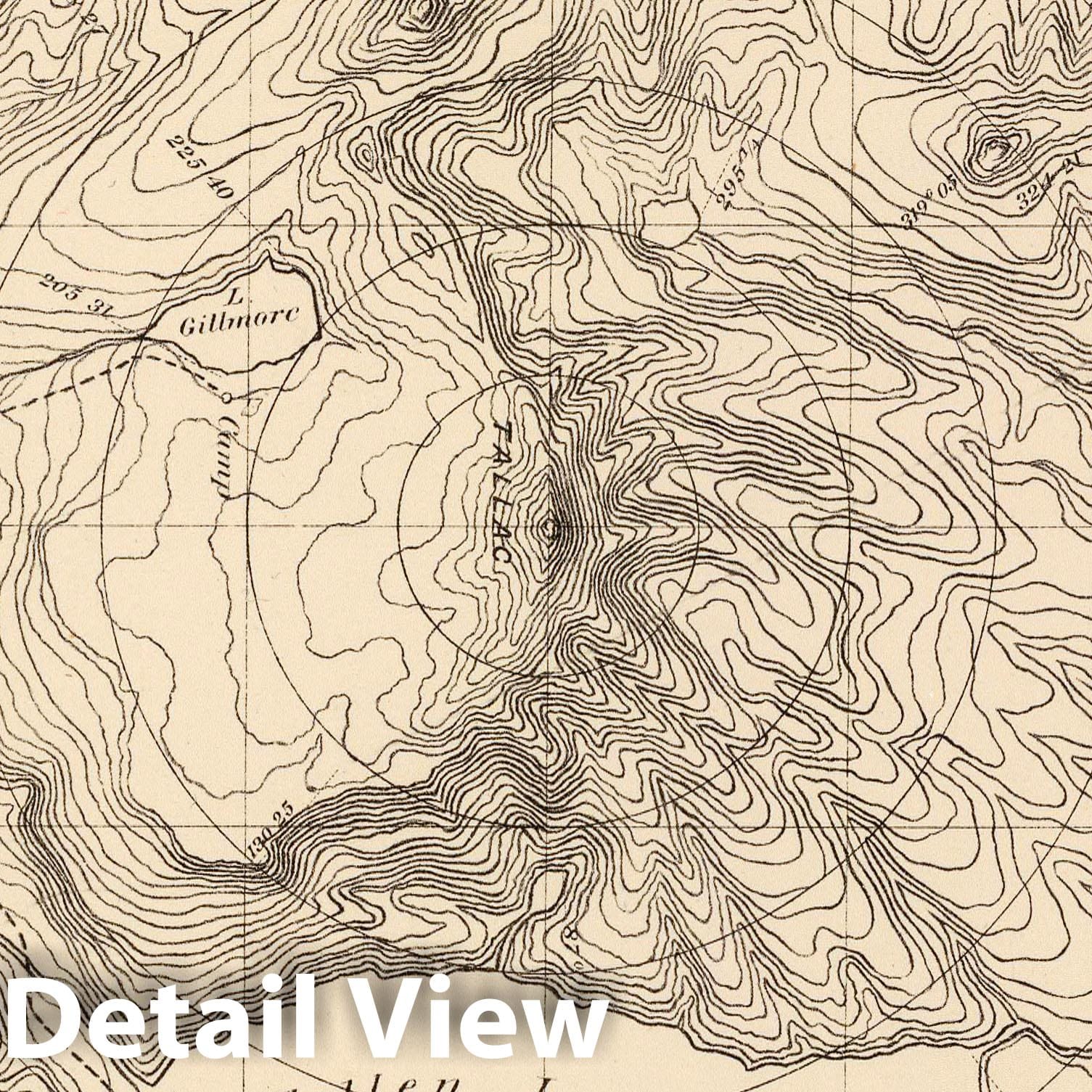 Horizontal Sketch from Tallac Peak, California - 1889 Wheeler Survey Topographic Map Print