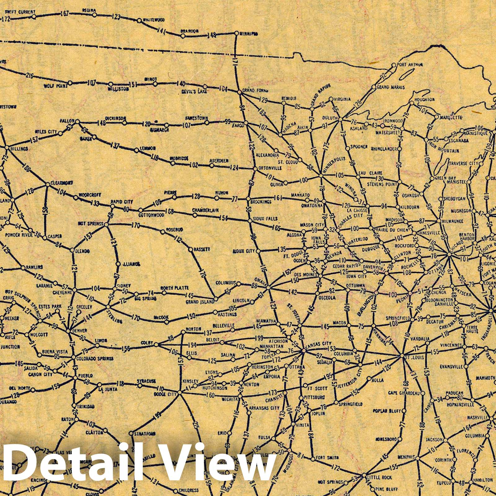 United States Mileage Chart, 1927 - Historical Map Print