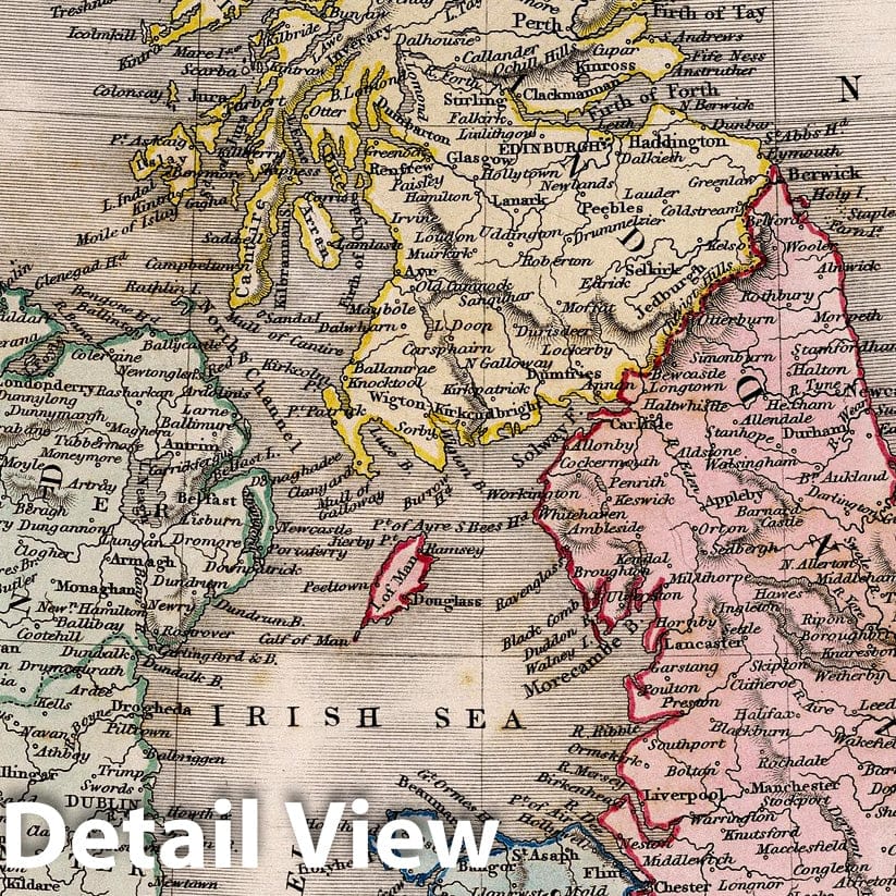 British Isles - River Map, 1832 - Historical Map Print
